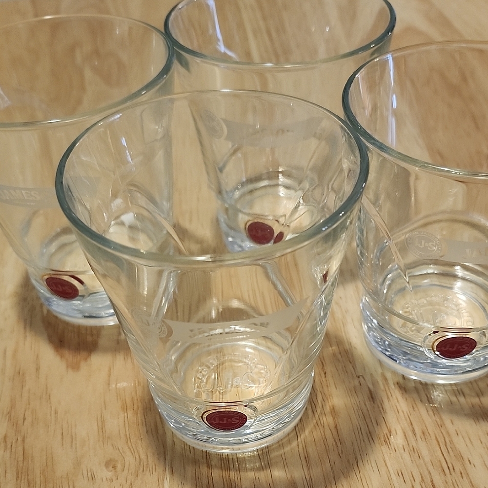 Set of 4 JJ&S John Jameson & Son limited edition clear whiskey rocks glasses